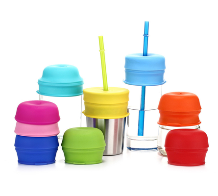 Silicone Sippy Straw Cup Lắp cho trẻ sơ sinh Trẻ sơ sinh uống ống hút tái sử dụng chống tràn Yeti Rambler Mason Cups Cups Lắp nắp