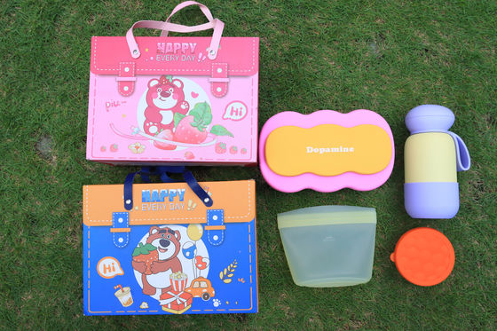 Macaron silicone bữa trưa Set quà tặng Bento hộp chia, 304 thép không gỉ chai, túi thực phẩm silicone & chứa lưu trữ môi trường thân thiện đồ dùng ăn trong ngày lễ