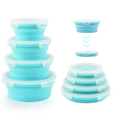 Giá tốt. Chuỗi 4 hộp chứa thực phẩm silicone với nắp hộp ăn trưa silicone bpa miễn phí lò an toàn trực tuyến