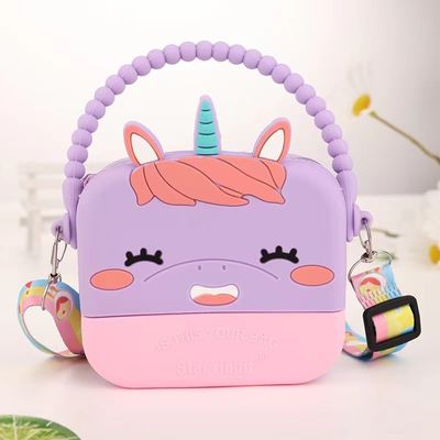 Giá tốt. Unicorn Silikon bút chì Box Lưu trữ Tổ chức Crossbody túi vai túi xách tay Giáng sinh sinh nhật quà tặng cho bé trai bé gái trực tuyến