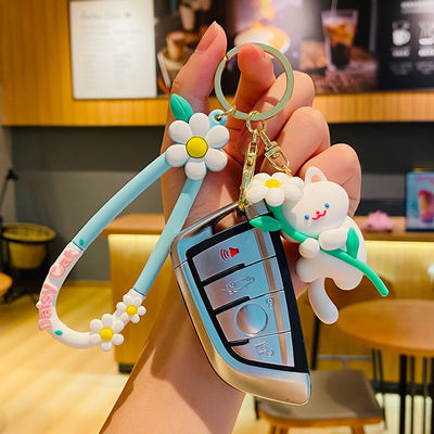 Giá tốt. Tùy chỉnh silicone Keychain phụ kiện mèo hoa dễ thương phim hoạt hình mềm silicone Keychain Charms trực tuyến