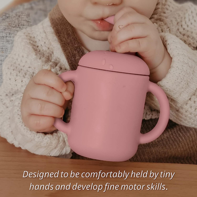 Giá tốt. Cốc Sippy ống hút silicon nhiều màu không vị, Cốc học tập bằng silicon có thể dùng được trong lò vi sóng trực tuyến