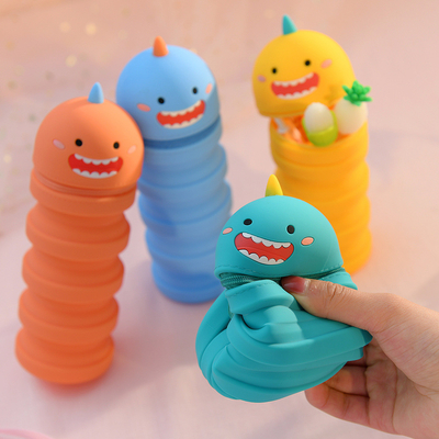 Vỏ bút chì có thể kéo lại bằng silicone phim hoạt hình Kawaii Thang mở rộng đồ văn phòng trường học Hộp đồ dùng trường học Quà tặng Giáng sinh