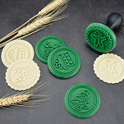 Giá tốt. Máy cắt bánh quy Giáng sinh silicone tem, khuôn bánh quy Giáng sinh 3D, Công cụ nướng bánh quy Giáng sinh dễ thương trực tuyến