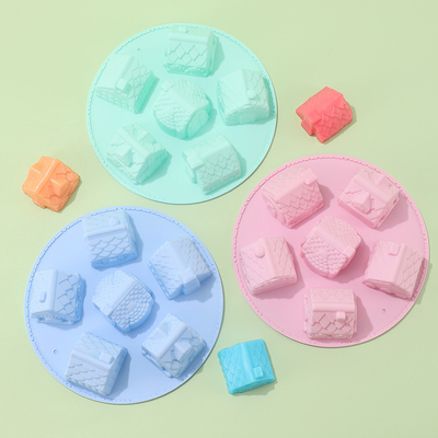 Giá tốt. 1 gói hình nhà silicone Mold, 6 lỗ không dính ấm cúng làng nướng, hình nhà xà phòng Mold, trực tuyến