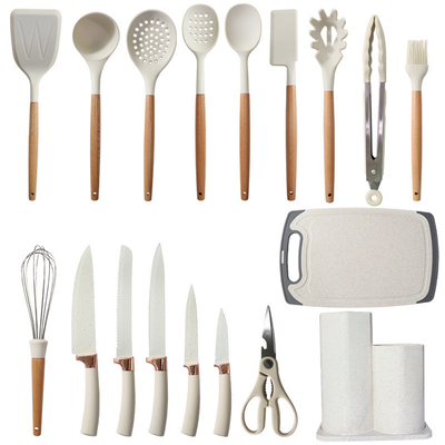 Giá tốt. 19Pcs dụng cụ nhà bếp thiết lập dễ dàng để làm sạch dụng cụ nhà bếp gỗ, dụng cụ nấu ăn cho Nonstick Cookware Công cụ nhà bếp trực tuyến