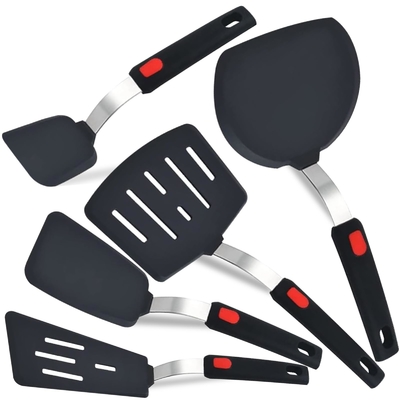 5-Pack BPA miễn phí silicone spatula Turner Set cho Nonstick Cookware Ứng dụng bếp linh hoạt Spatula cho trứng