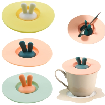 Giá tốt. Nắp cốc silicone loại thực phẩm tai thỏ vỏ cốc silicone chống bụi niêm phong không khí Chén trà Cốc nóng Cốc nắp cà phê trực tuyến