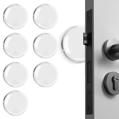 Giá tốt. Khóa cửa tay cầm tường Khóa cửa tay bấm Bọc tường Transparent Round Silicone Guard Door Stopper Wall Protector trực tuyến