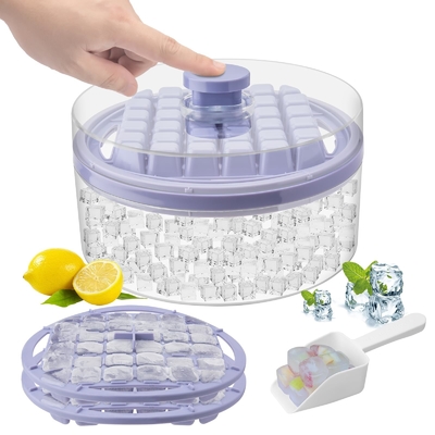 Giá tốt. Ice Cube Trays Mold With Lid And Bin For Whiskey Cocktail Juice Coffee (Tấm băng có nắp và thùng chứa rượu) trực tuyến