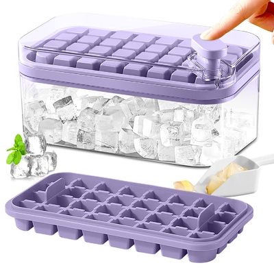 Thẻ Ice Cube với nắp và Bin Ice Cube Tray Mold Cho Whiskey Cocktail Juice Coffee