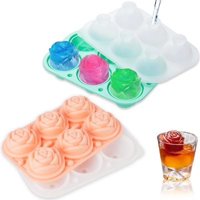 Silicone Rose Ice Cube Forms For Cocktails Whiskey XL Rose Flower Ice Cube Chocolate Soap Tray Mold Silicone Party Maker