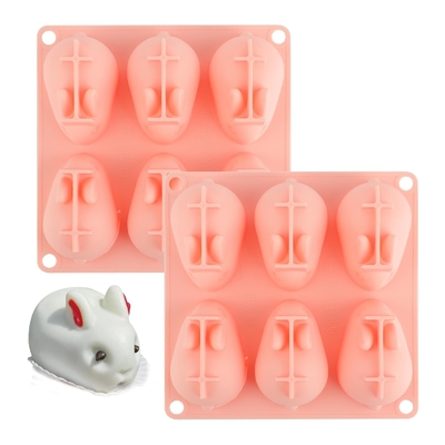 3D Mini Silicone Baking Mold Cho Mousse Cake Fondant xà phòng kem kem sô cô la kẹo Thỏ khuôn 6 khoang