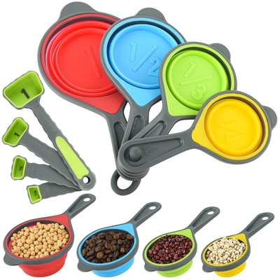 Giá tốt. BAP miễn phí gấp silicone mềm đo cốc đo muỗng silicone dụng cụ bếp công cụ du lịch đo cốc trực tuyến