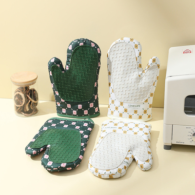 Giá tốt. Oven Mitts Oven Gloves BBQ Gloves Silikon Cotton dày gấp đôi Thiết kế lớp không trượt Grip kết cấu Gloves nướng trực tuyến