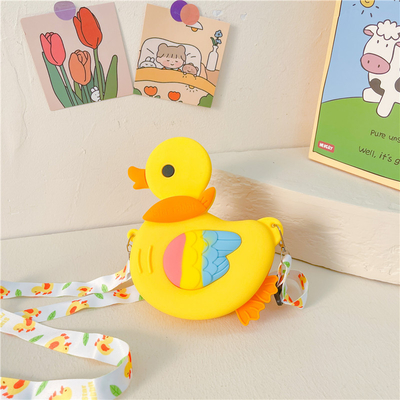 Thẻ phim hoạt hình túi xách nhỏ cho các cô gái tuổi teen silicone thỏ con vịt túi xách tay trẻ em chống nước túi vai túi trang điểm