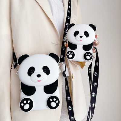 Giá tốt. Panda Durable Compact Silicone Coin Bag With Zip Closure Crossbody Shoulder Bag Coin Wallet Bag Sản phẩm văn phòng trực tuyến