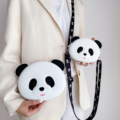 Panda bền silicone bút chì trường hợp cho trẻ em Crossbody túi xách vai túi tay túi tiền ví túi trang điểm túi lưu trữ