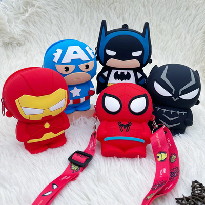 Giá tốt. Superman silicone coin bag cho bút chì Crossbody Shoulder bag cho bé trai Pop purse bag quà sinh nhật giáng sinh coin wallet trực tuyến