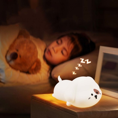Đèn đêm cho trẻ em Đèn đêm con chó con silicone dễ thương với 2 mức độ sáng 7 màu Đèn cảm ứng Kawaii cho phòng ngủ