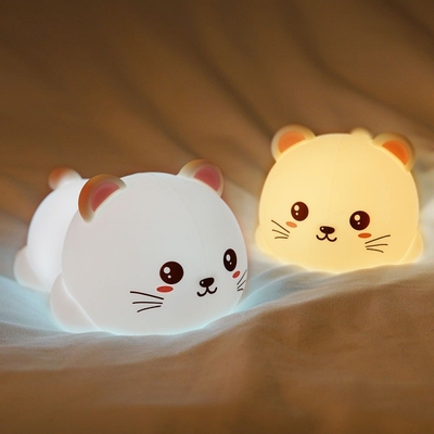 Đèn đêm cho trẻ em Đèn đêm con chó con silicone dễ thương với 2 mức độ sáng 7 màu Đèn cảm ứng Kawaii cho phòng ngủ