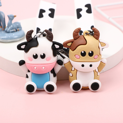 Giá tốt. Xích chìa khóa bò phim hoạt hình silicone cho ba lô phụ nữ và dây chuyền xe hơi trực tuyến