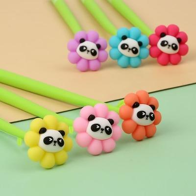 Panda Flower Pens Rose Shaped Ballpoint Pen Creative Liquid Black 0.5mm Gel Ink Rollerball Pen Cho bé gái Phụ nữ, Văn phòng trang trí trường học
