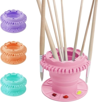 Máy làm sạch bàn chải sơn - Máy làm sạch bàn chải sơn silicone gập gập Cốp giặt với bảng màu và 40 bàn chải giữ lưu trữ cho lớp học Studio Sơn ngoài trời