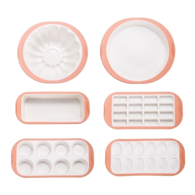 Giá tốt. Thiết bị nướng bánh silicone - 6PCS Thiết bị nướng bánh không dính được xếp chồng với tay nắm và khung kim loại tăng cường: Thùng bánh tròn, Thùng nướng vuông, Thùng bánh mì và khuôn muffin trực tuyến
