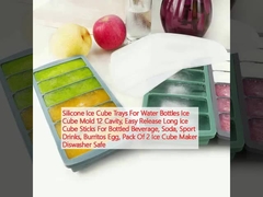 Thang đá cube silicone cho chai nước ốp đá cube 12 khoang, dễ dàng thả thanh đá cube dài cho đồ uống đóng chai, soda, đồ uống thể thao, trứng Burritos, gói 2 Ice Cube Maker máy rửa sạch an toàn