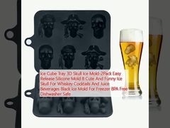 Ice Cube Tray 3D Cranium Ice Mold-2Pack Easy Release Silicone Mold 8 Cute And Funny Ice Skull Cho Whisky Cocktail Và Juice Beverages Black Ice Mold Cho Tủ lạnh Không có BPA Máy rửa chén an toàn