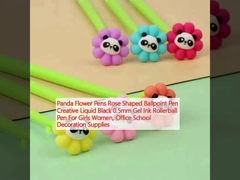 Panda Flower Pens Rose Shaped Ballpoint Pen Creative Liquid Black 0.5mm Gel Ink Rollerball Pen Cho bé gái Phụ nữ, Văn phòng trang trí trường học