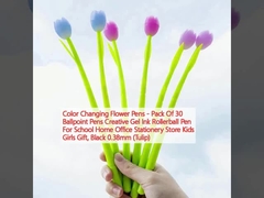 Đèn hoa thay đổi màu sắc - gói 30 bút hình cầu bút sáng tạo Gel Ink Rollerball Pen cho trường học Nhà cửa hàng văn phòng đồ văn phòng Bọn trẻ em quà tặng cho bé gái, màu đen 0.38mm (tulip)